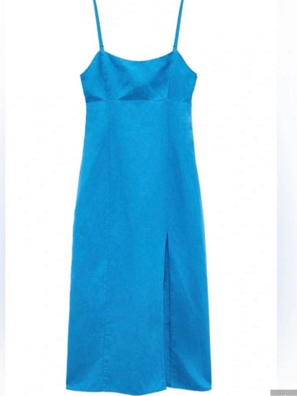 Zara Electric Blue Spaghetti-Strap Midi Dress with Side Slit - Picture 5 of 9
